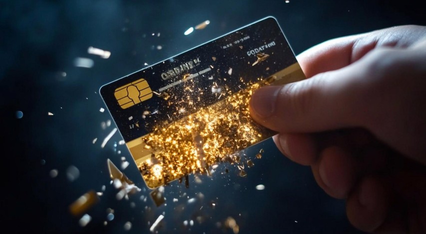 Person weighing financial decision with credit cards