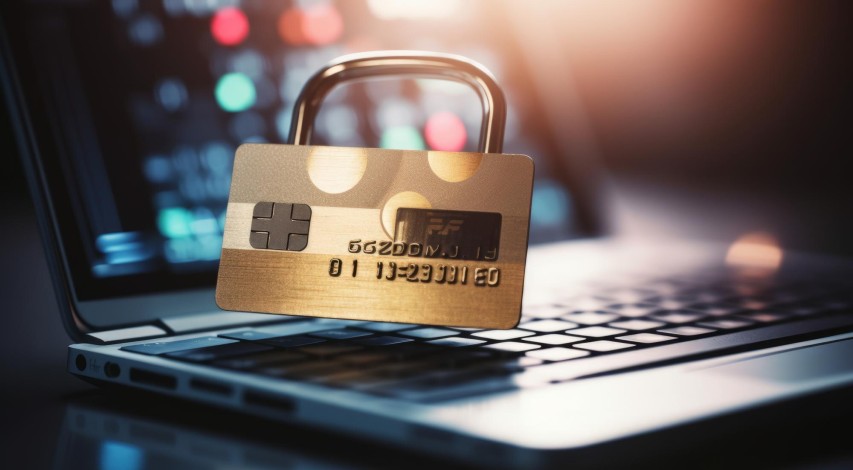 Person protecting credit card data privacy