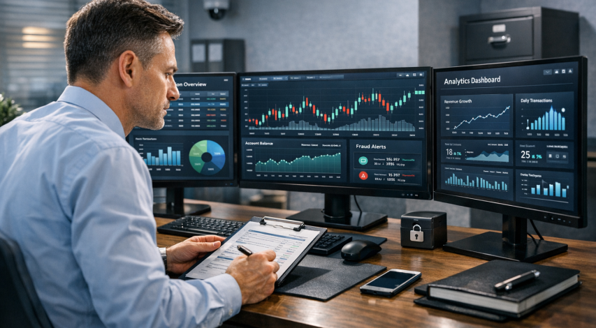 Person securing credit card with padlock