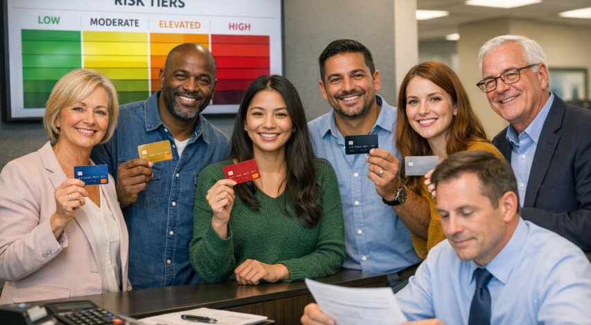 Credit score ranges and approval likelihood chart