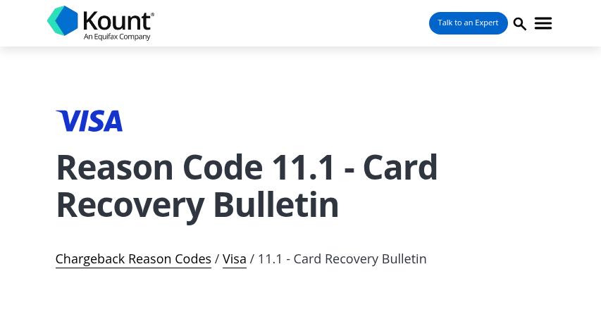 Printed card recovery bulletin document page