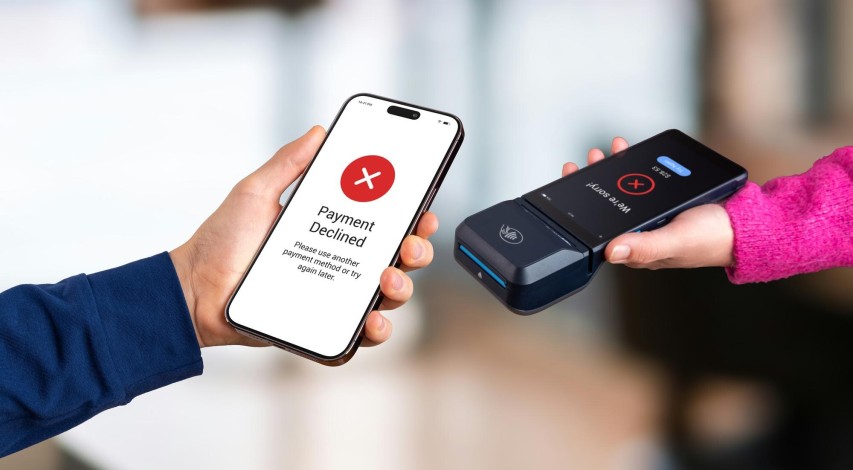 Merchant looking surprised at chargeback notice