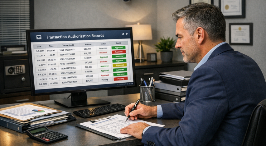 Person reviewing financial documents carefully