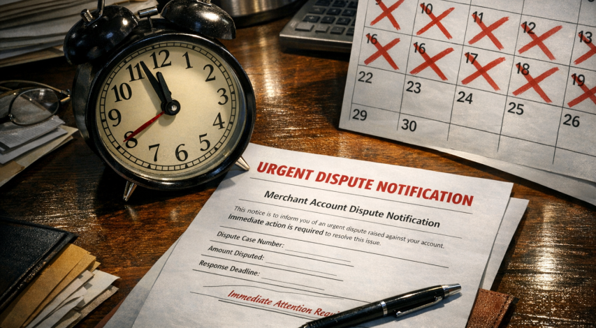 Dispute timeline showing key merchant deadlines