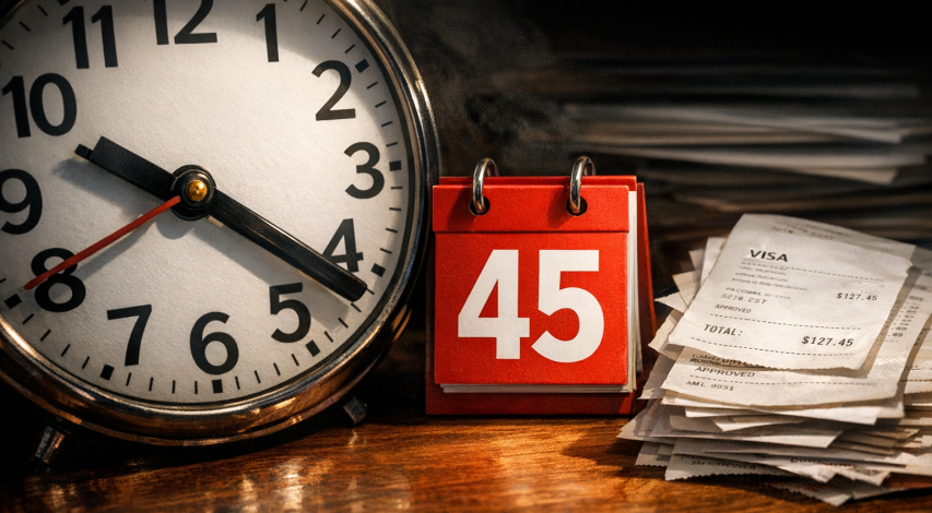 Calendar with 45-day deadline marked urgently