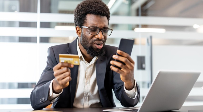 Person frustrated by payment processing error