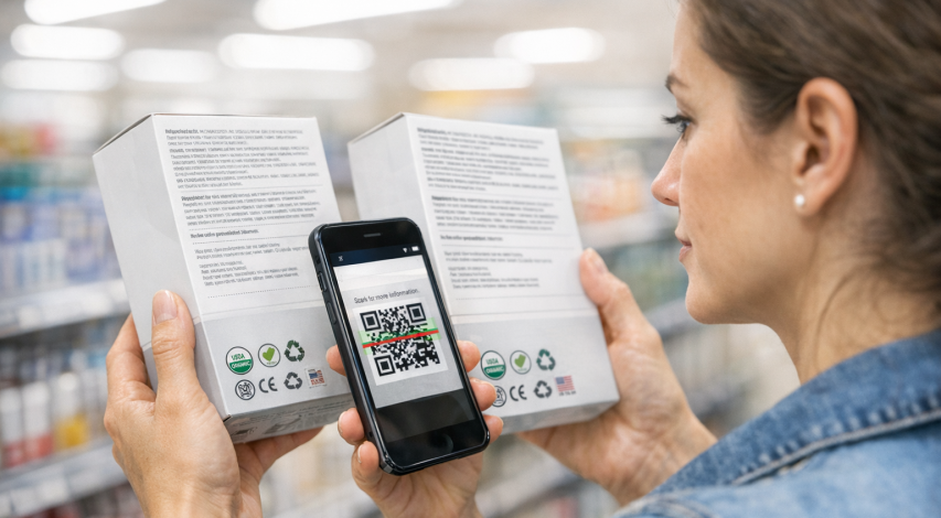 Examining product label for authenticity clues