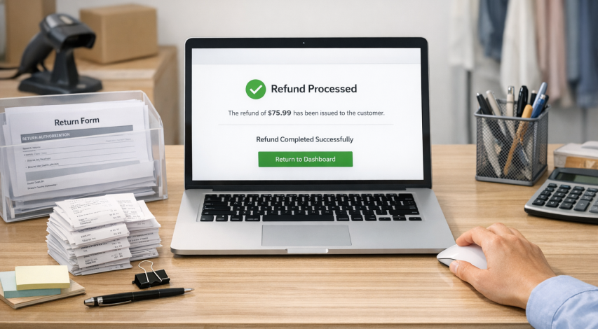 Merchant processing a customer refund online