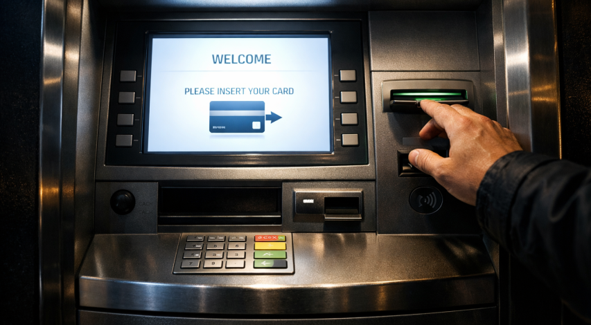 Person not receiving cash from ATM