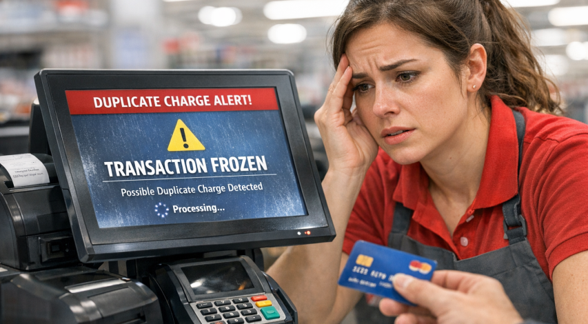 Cashier encountering payment terminal error message