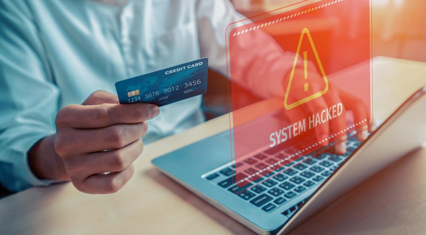 Person reviewing credit card transaction records