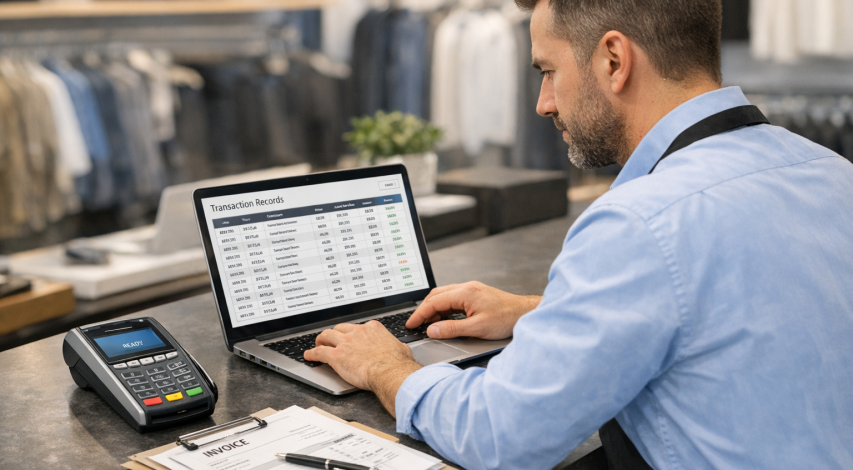 Person reviewing credit card statements carefully