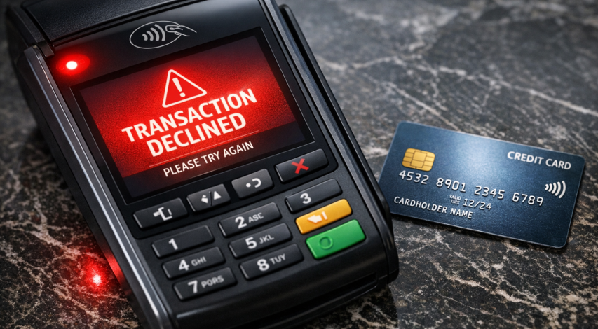 Credit card authorization failure illustration