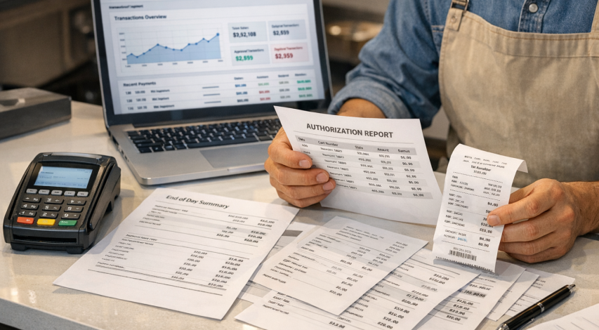 Merchant reviewing chargeback dispute documentation