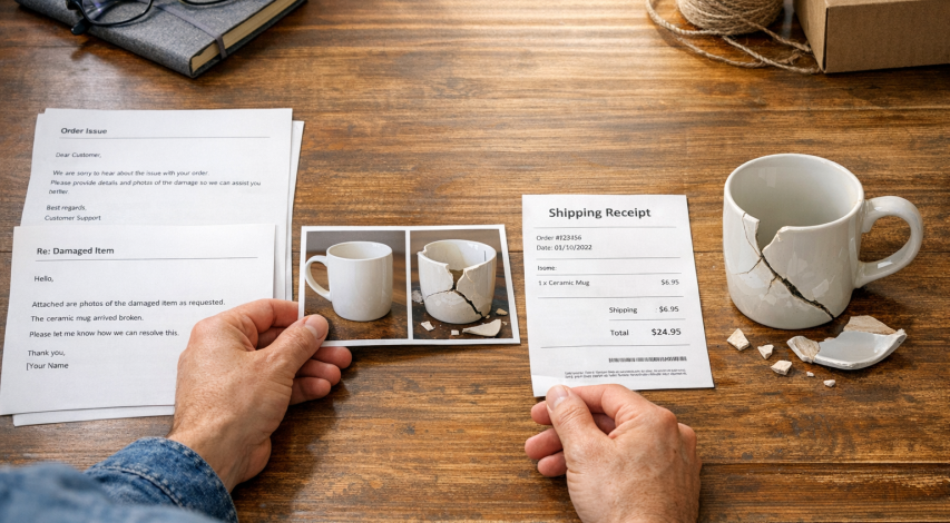 Cardholder presenting evidence of defective product