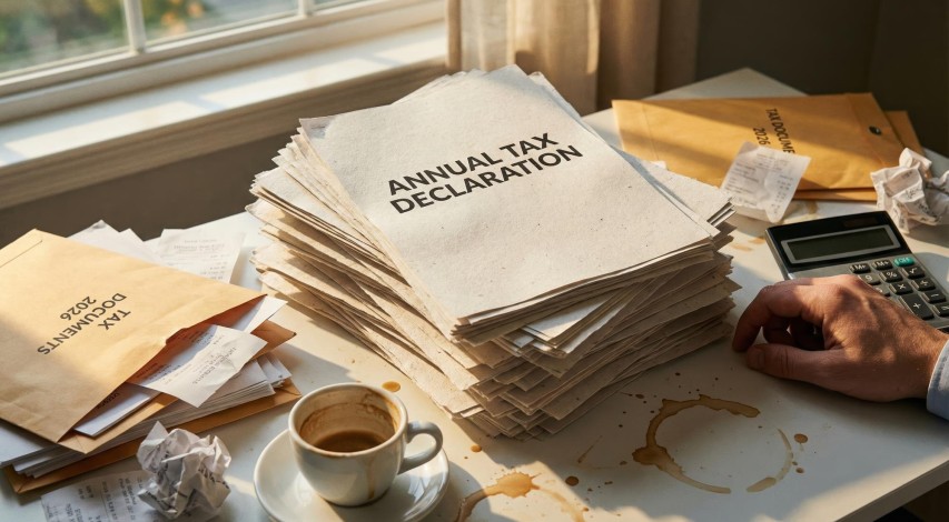 Frustrated person checking credit card statement