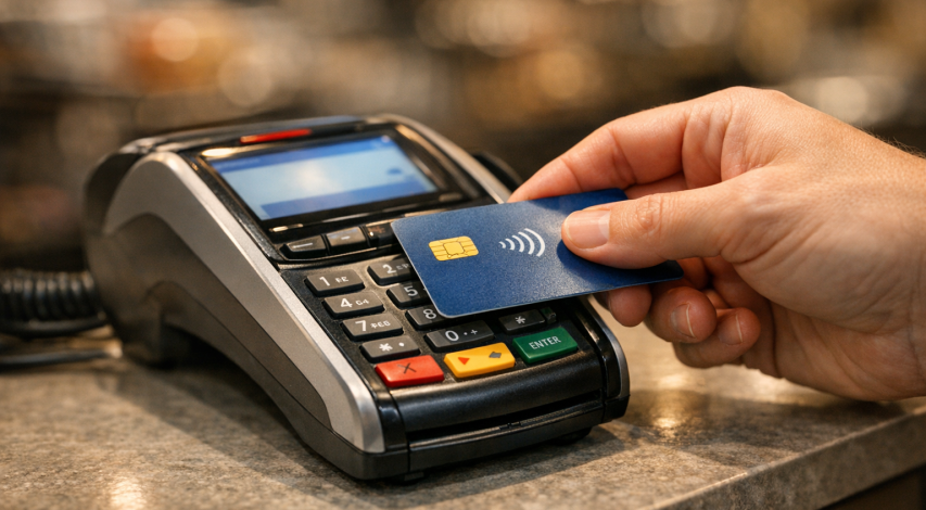 Declined credit card transaction on screen