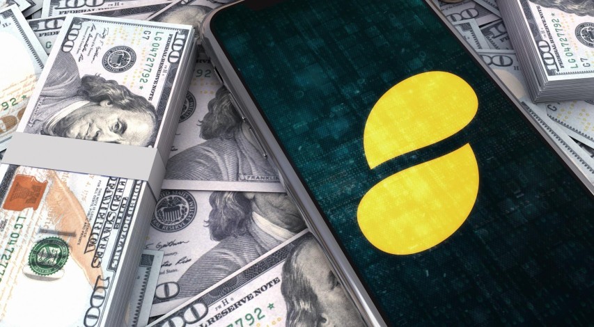 Currency symbols floating around credit card