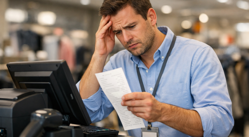 Credit card transaction error on screen