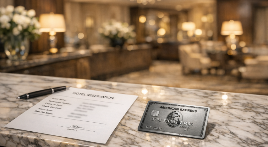 Hotel front desk with empty reservation