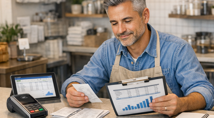 Person managing recurring billing on computer