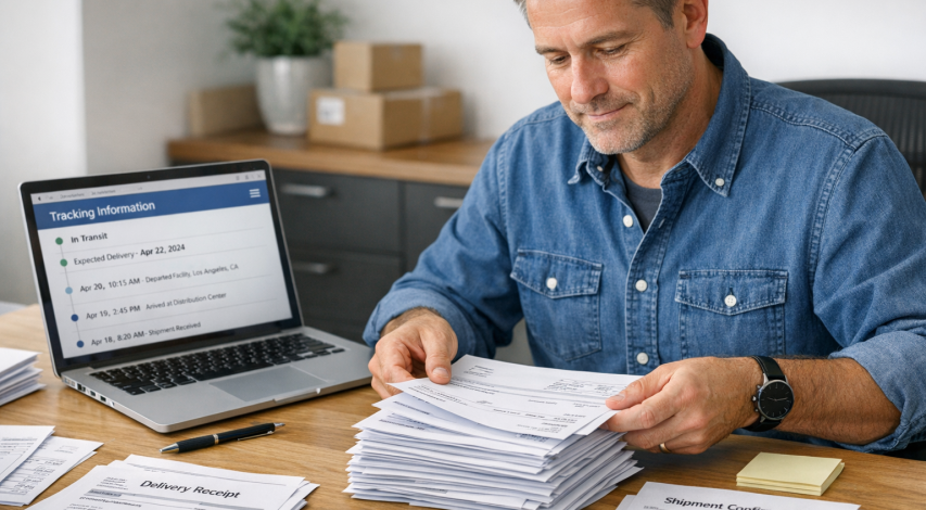 Shield protecting package delivery documents