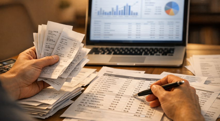 Digital evidence documents spread on desk