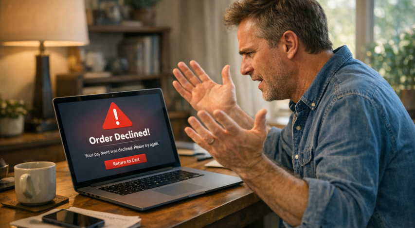 Frustrated customer flagged by fraud system