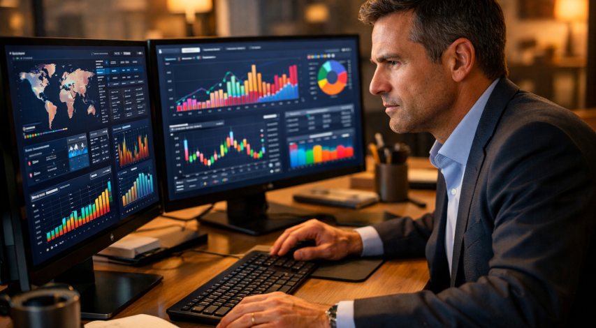 Person reviewing chargeback data on computer