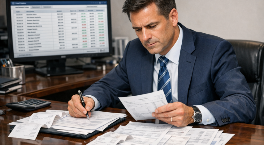 Bank reviewing chargeback rebuttal letter documents
