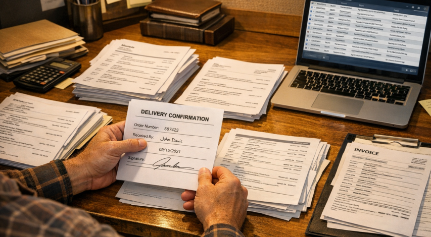 Merchant organizing chargeback evidence documents