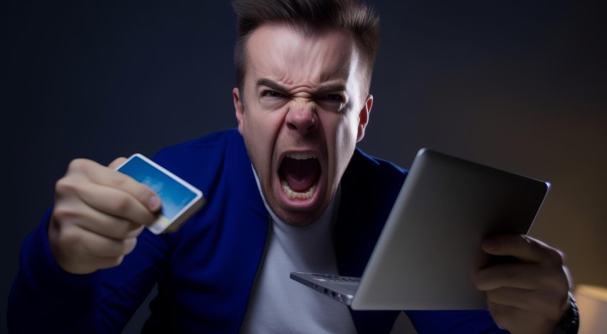 Frustrated customer disputing a credit card charge