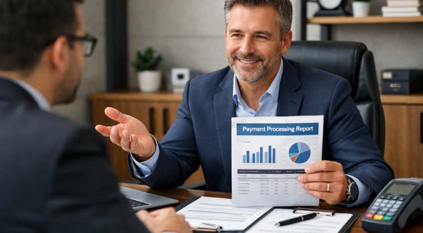 Business owner negotiating credit card processing fees