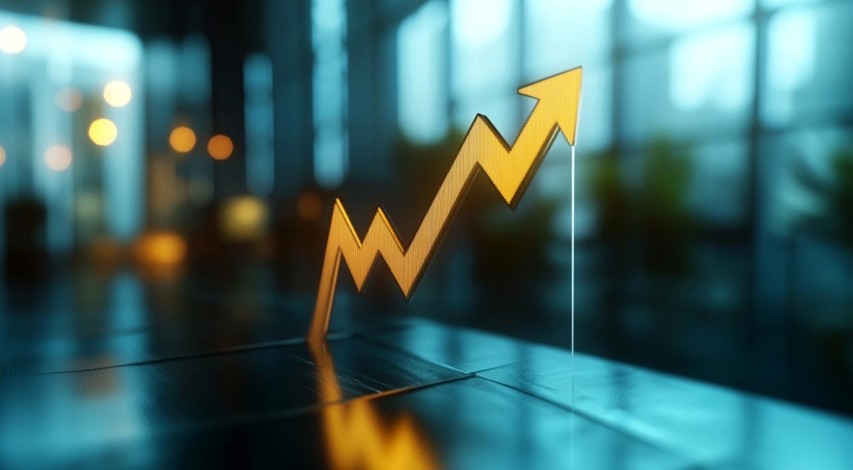 Business professional reviewing financial growth charts
