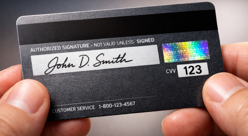 Credit card with security code highlighted