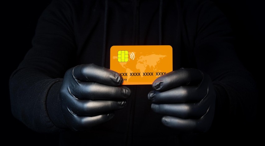 Person holding credit card securely