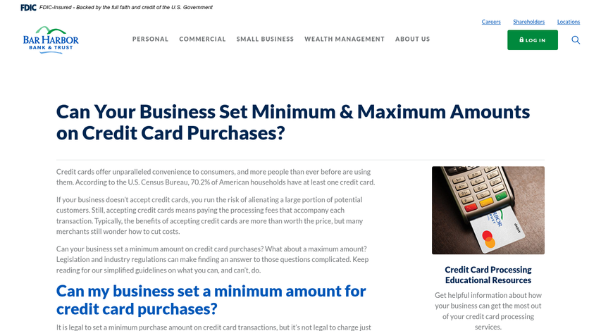 Merchant minimum purchase sign at store counter