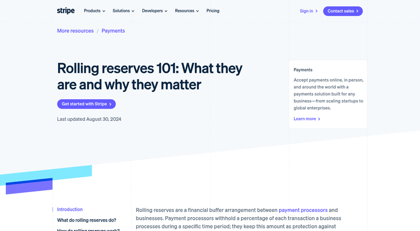 Three types of payment reserve accounts diagram