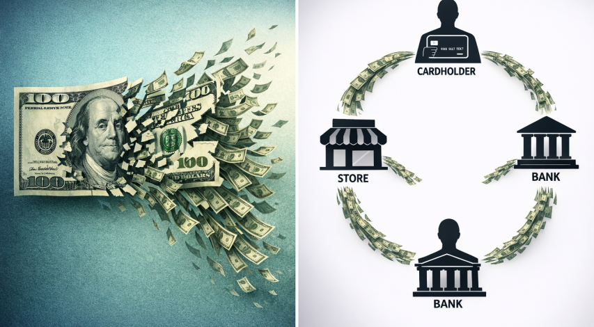 Merchant paying credit card interchange fee diagram
