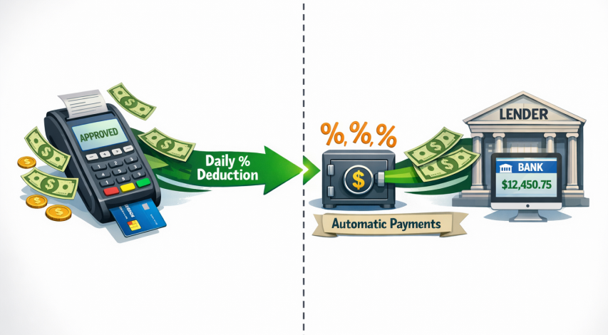 Credit card payment processing and holdback diagram