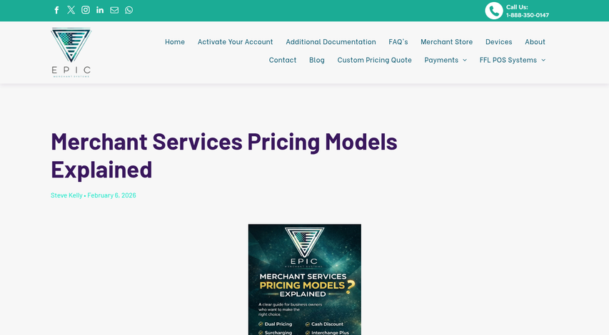 Merchant statement showing pricing model breakdown